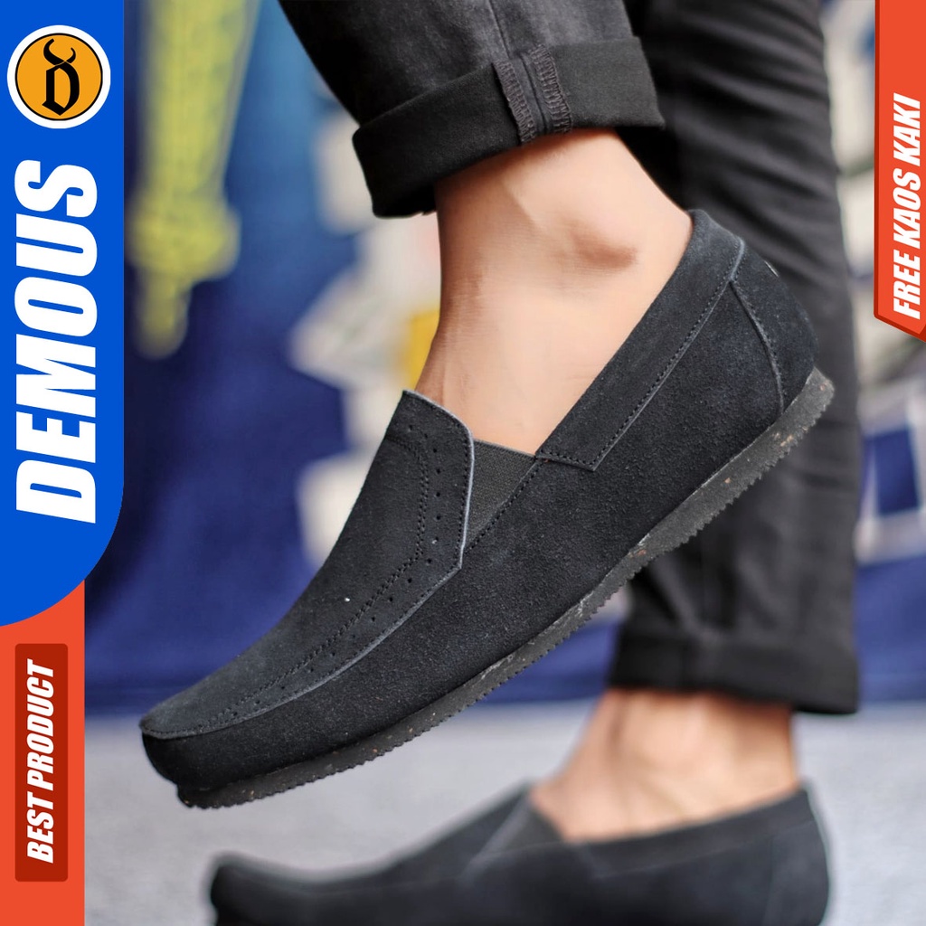 DEMOUS JASTER Sepatu Slip On Kulit Casual Santai Slop