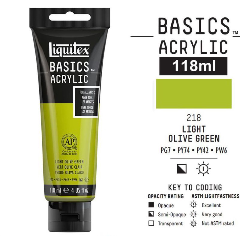 

LIQUITEX BASICS ACRYLIC COLOUR 118 ML LIGHT OLIVE GREEN