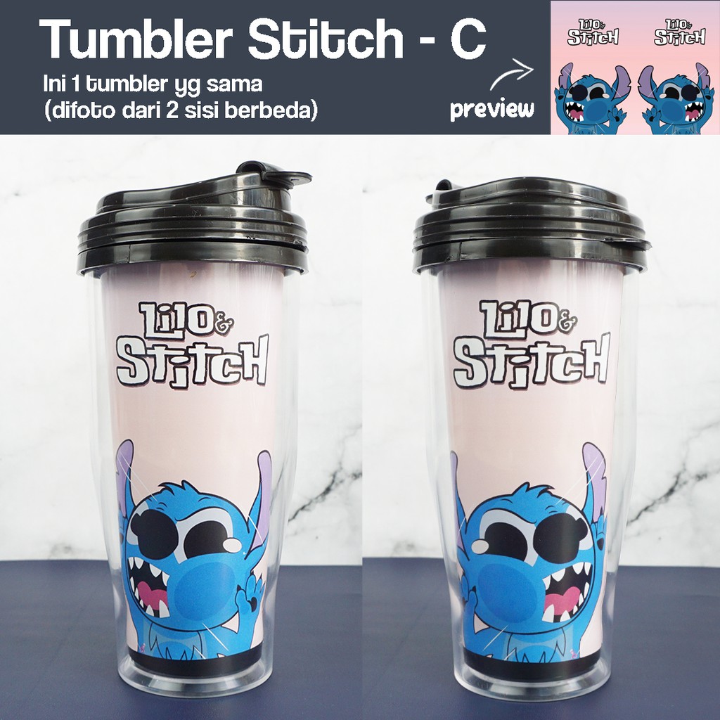 Tumbler STITCH - Botol Minum Kartun Anak Teman Lilo Souvenir Hadiah Unik Tumblr-Stitch-C