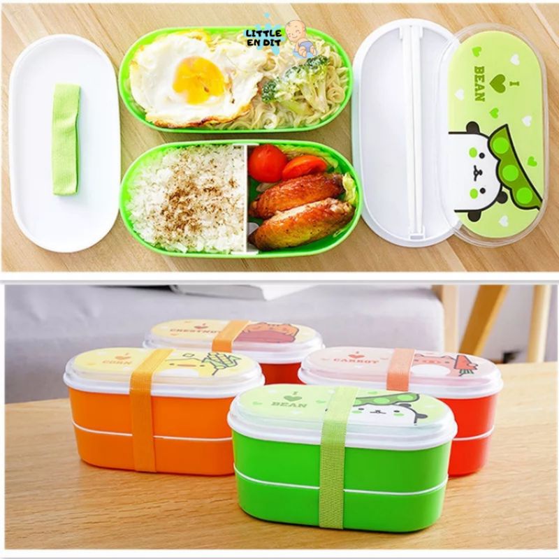 Littleendit Tempat Makan Set Anak Karakter Lucu/ Kotak Makan