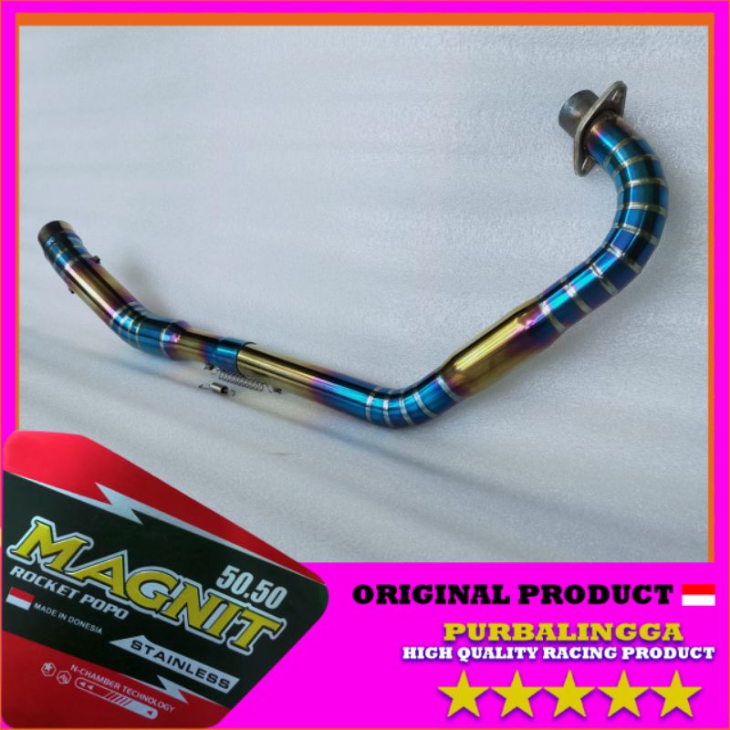 Pipa leher knalpot racing HONDA TIGER MEGAPRO LAMA Bluemoon biru Fullcacing Stainless