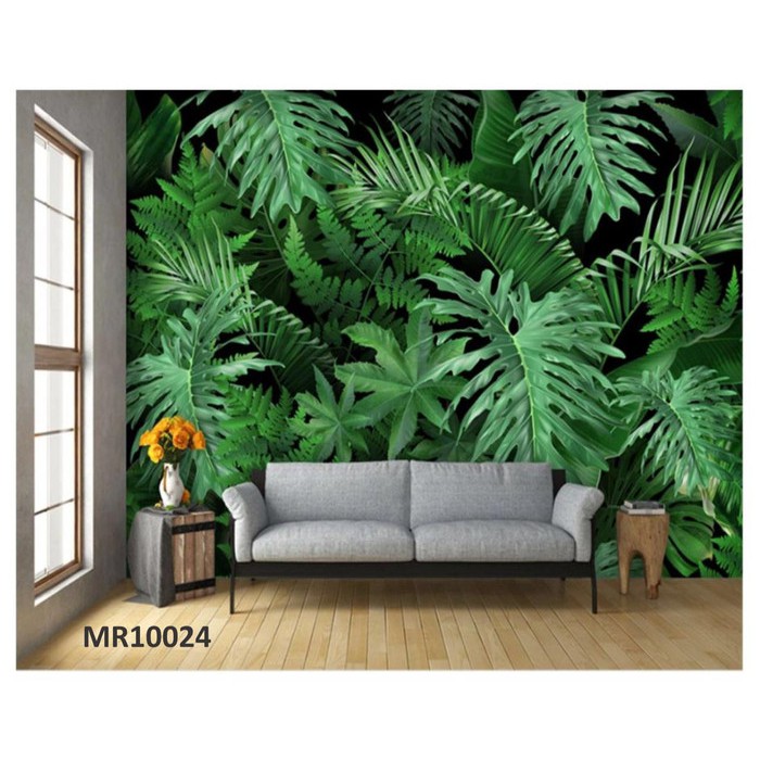 Photowall Mural Dinding 3d Wallpaper Mural Daun Monstera Hijau