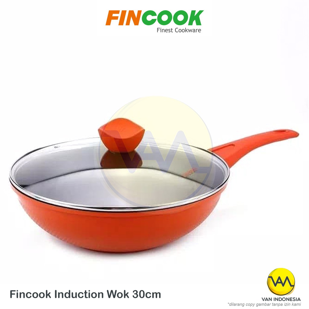 Fincook Wajan Wok Untuk Kompor Induksi Kompor Listrik Kompor Gas 30 cm DCW3004TFGL