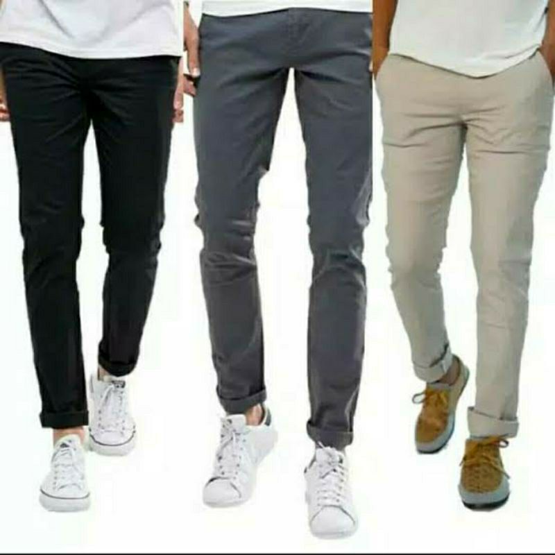 Celana Kain Chino Slimfit Cowok Distro Bahan Halus Dan Nyaman