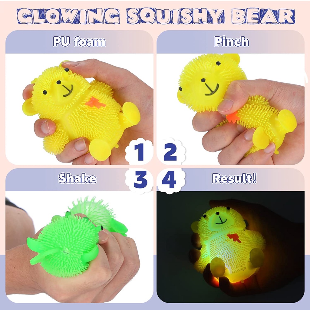 【WZ004】Fxing MAINAN ANAK Mainan Ubur Ubur Beruang Lucu happy Lampu LED Glow in The Dark Mainan Stress Relief