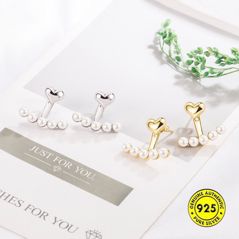 Anting Tusuk Silver S925 Anti Air / Karat Hias Mutiara Untuk Wanita U936