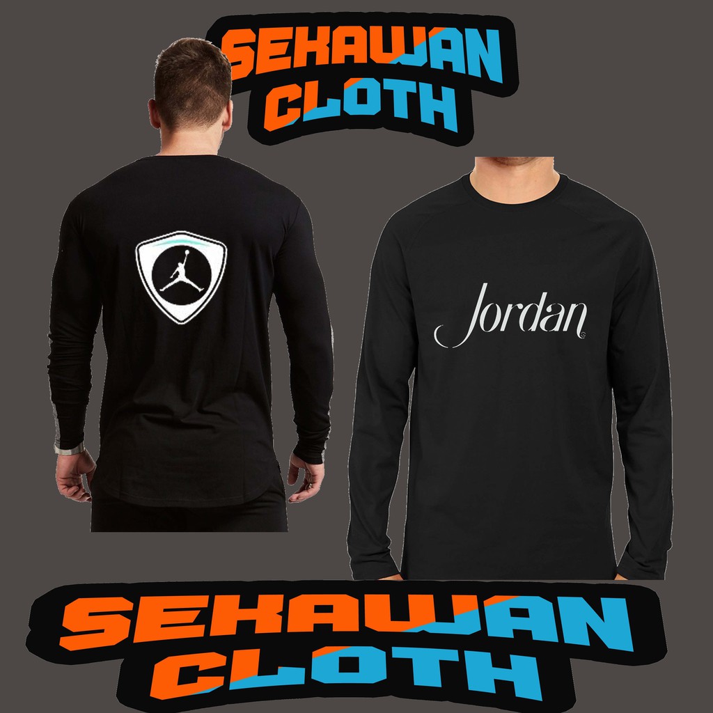 KAOS BAJU LONG SLEEVE HITAM JORDAN - SEKAWAN CLOTHING