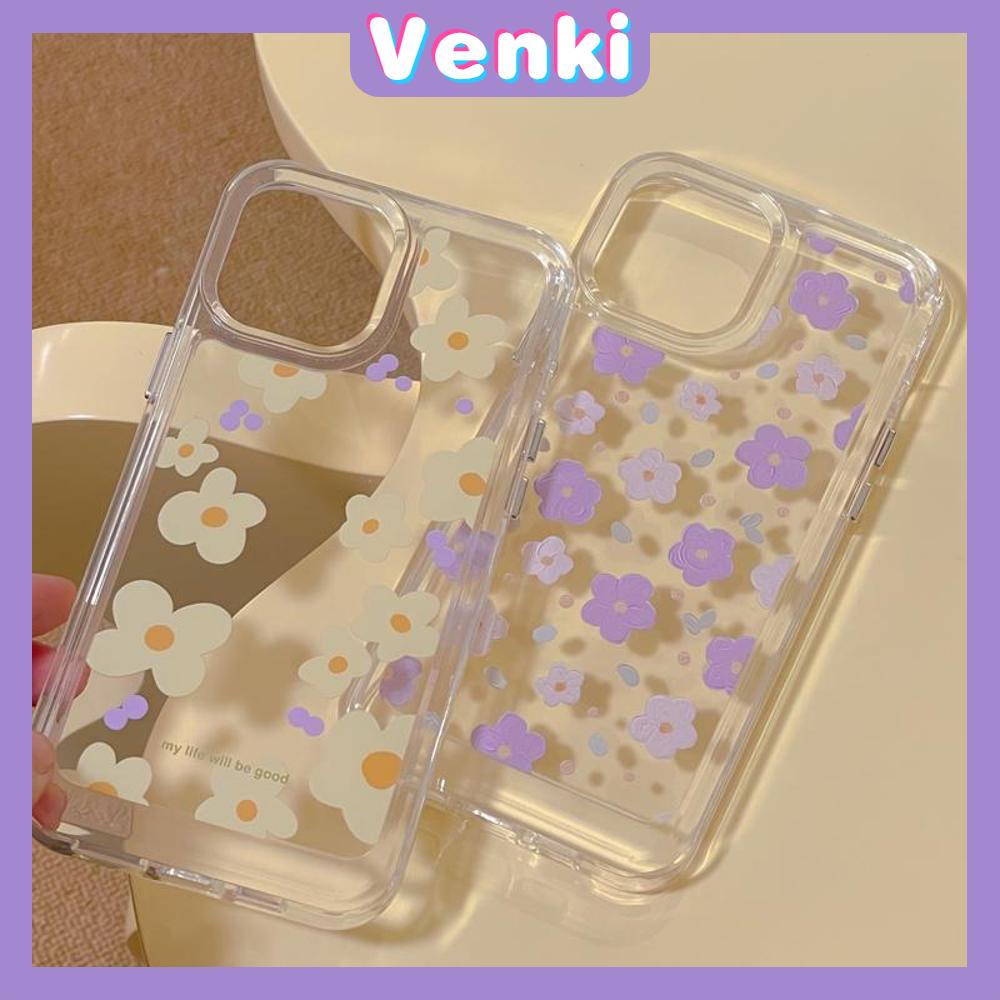 iPhone Case Clear Case Soft Thick TPU Shockproof HD Super Transparent Protection Camera Plating Button Purple Flower For iPhone 13 Pro Max iPhone 12 Pro Max iPhone 11 iPhone 7Plus