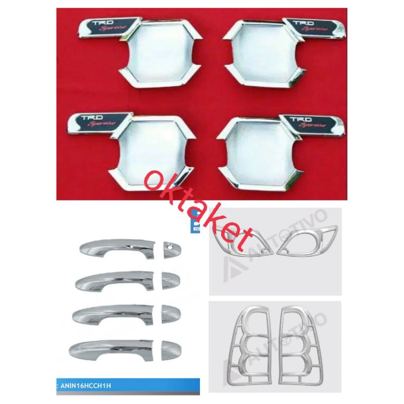 paket lengkap hilux hitam chrome jsl garnish outer handle tank