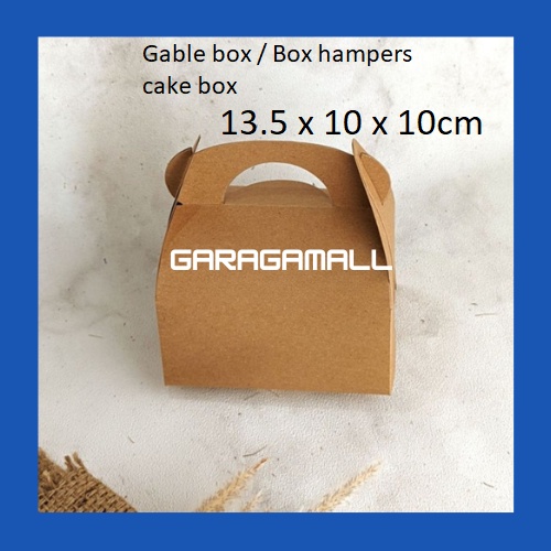 

Gable box kotak kue cake box dus hampers box jinjing kraft kotak hampers dus kue kardus packing handle box 13.5x10x10cm (isi 10 pcs)
