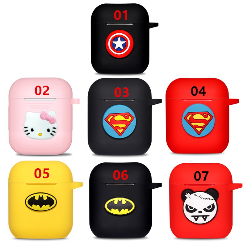 Soft Case Cover Silikon Motif Kartun Marvel untuk Apple airpods