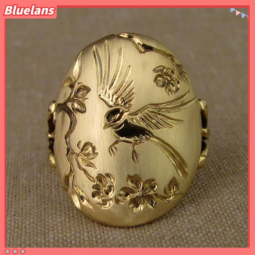 Bluelans Cincin Tunangan Desain Burung Dan Bunga Gaya Vintage Untuk Wanita