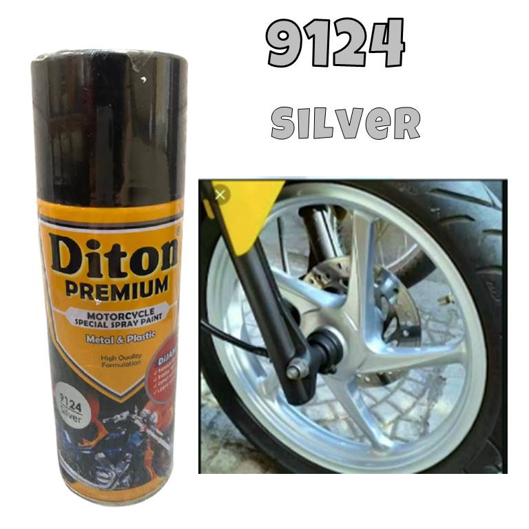 Pilox Diton Premium Silver 9124 Cat Pilok Silfer Mengkilap Gloss Tahan Bensin 400ml