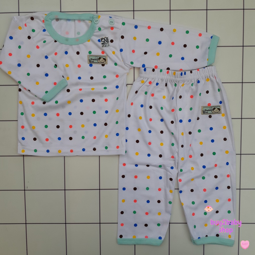 Setelan kaos panjang celana panjang bayi motif Polkadot warna Hokiku 0-3 Bulan 1 PCS