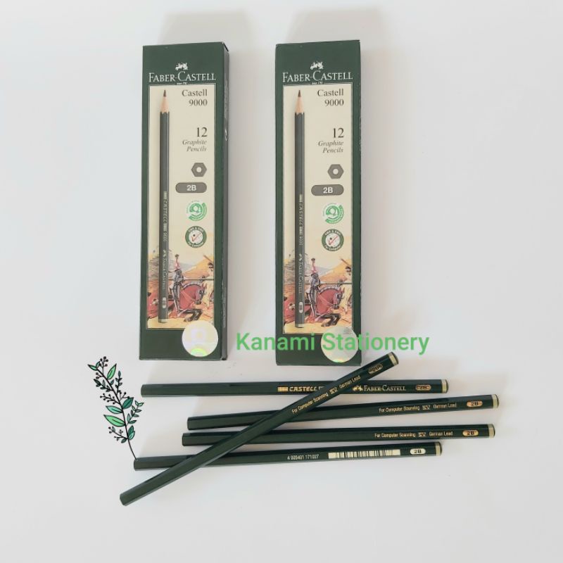 

Pensil Kayu Serut 2B, HB Graphite Pencils Faber Castell 9000 Original.