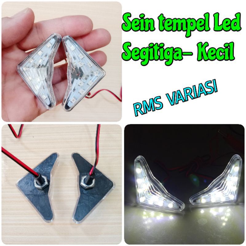 Lampu sen/sein tempel LED segitiga kecil ( Nyala PUTIH )