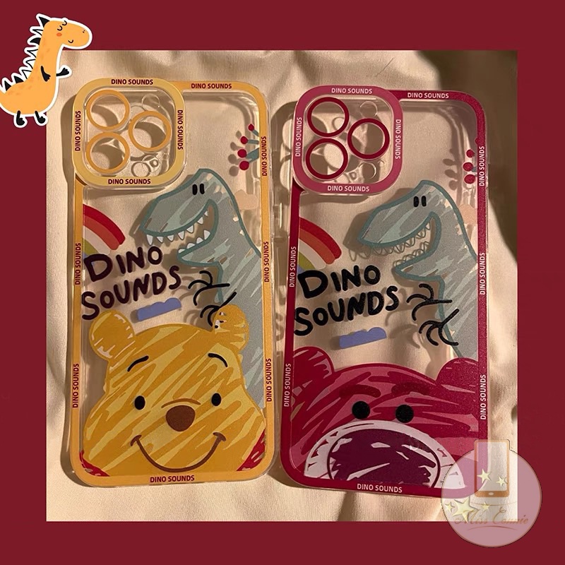 Soft Case TPU Transparan Motif Kartun Beruang Dinosaurus Untuk iPhone 7 8 Plus 11 13 12 Pro Max XR X XS Max 6 6S Plus SE 2020