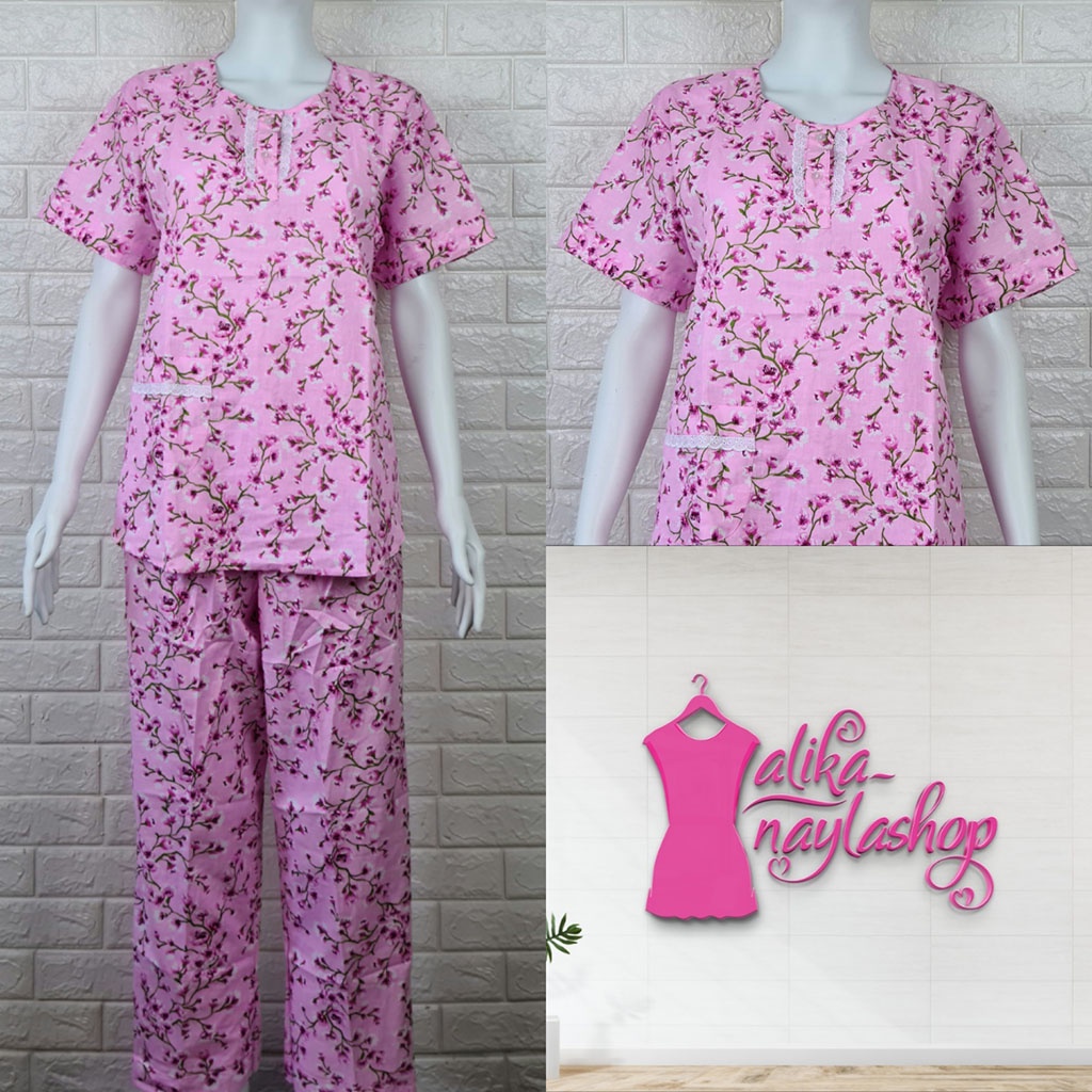 PIYAMA KATUN | HOKI & SHEILA STANDAR | LEBEL ORANGE | BAJU TIDUR | WANITA DEWASA-KODE   C1
