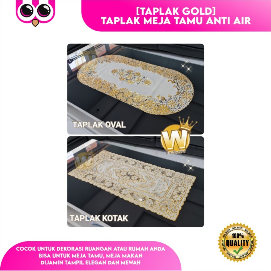 Taplak Gold Taplak Meja Tamu Anti Air Taplak Kotak Oval Taplak Persegi