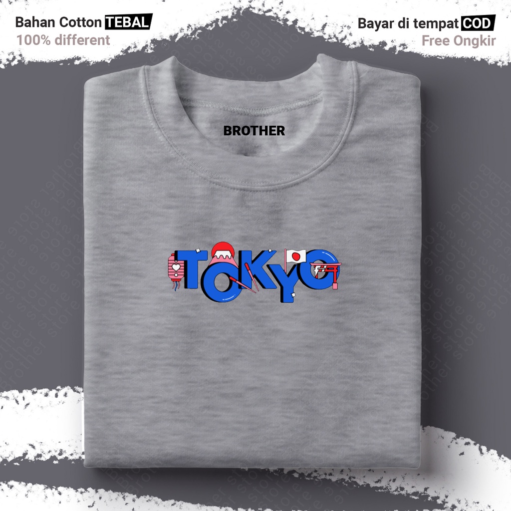 BROTHERSTORE Kaos Distro Articlel TOKYO KAOS TEXT print  pria Putih Premium