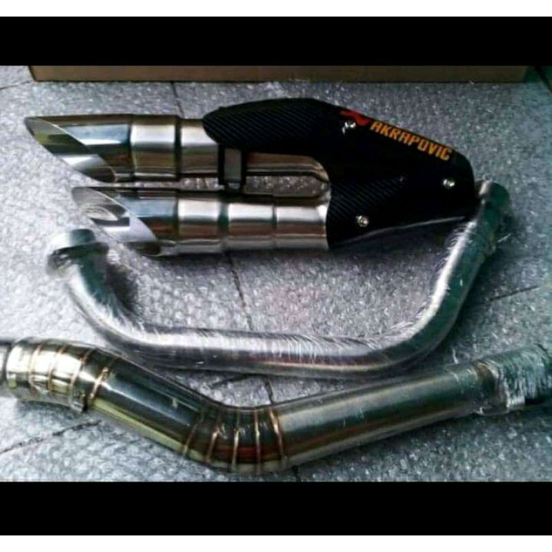 Knalpot racing akrapovic bambu runcing cocok untuk 150 cc