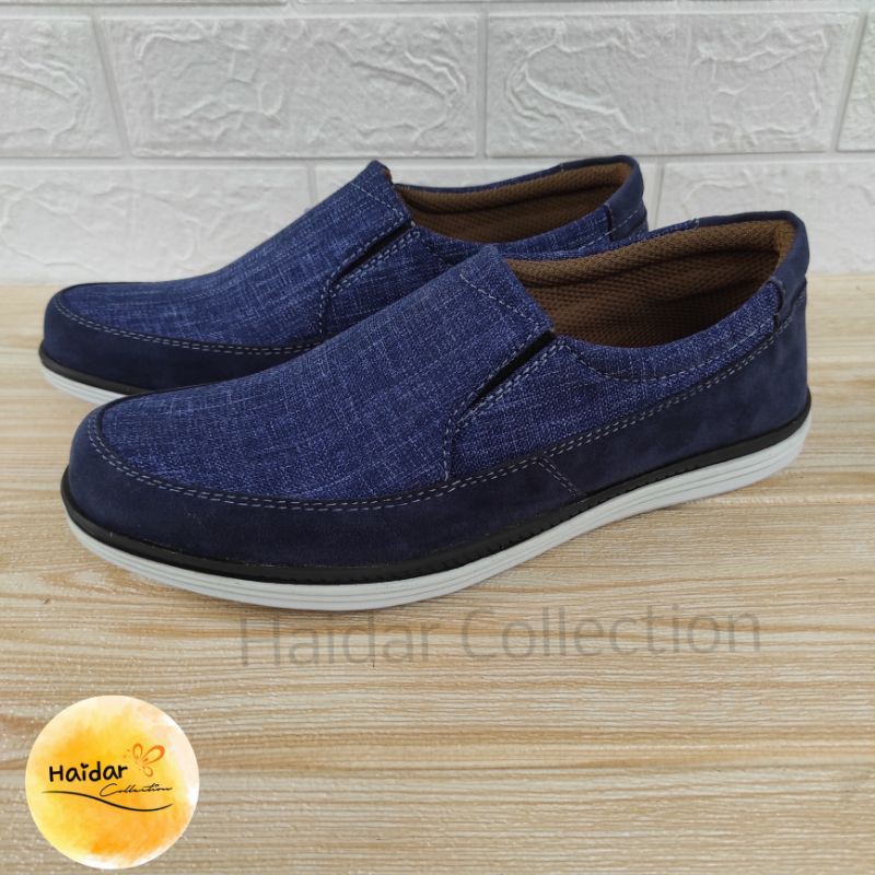 Sepatu Pria Kulit Suede Slip On Sintetis Premium Sol Karet Original Pengrajin