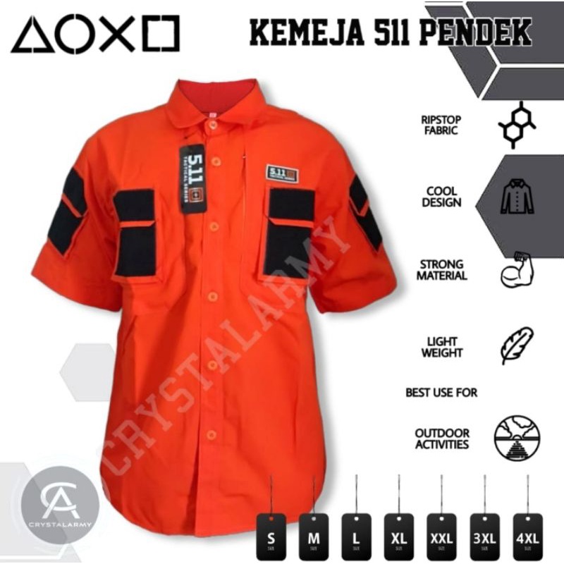 kemeja Tactical 5.11 pendek | Baju Kemeja Taktikal Lapangan | Polisi | Army