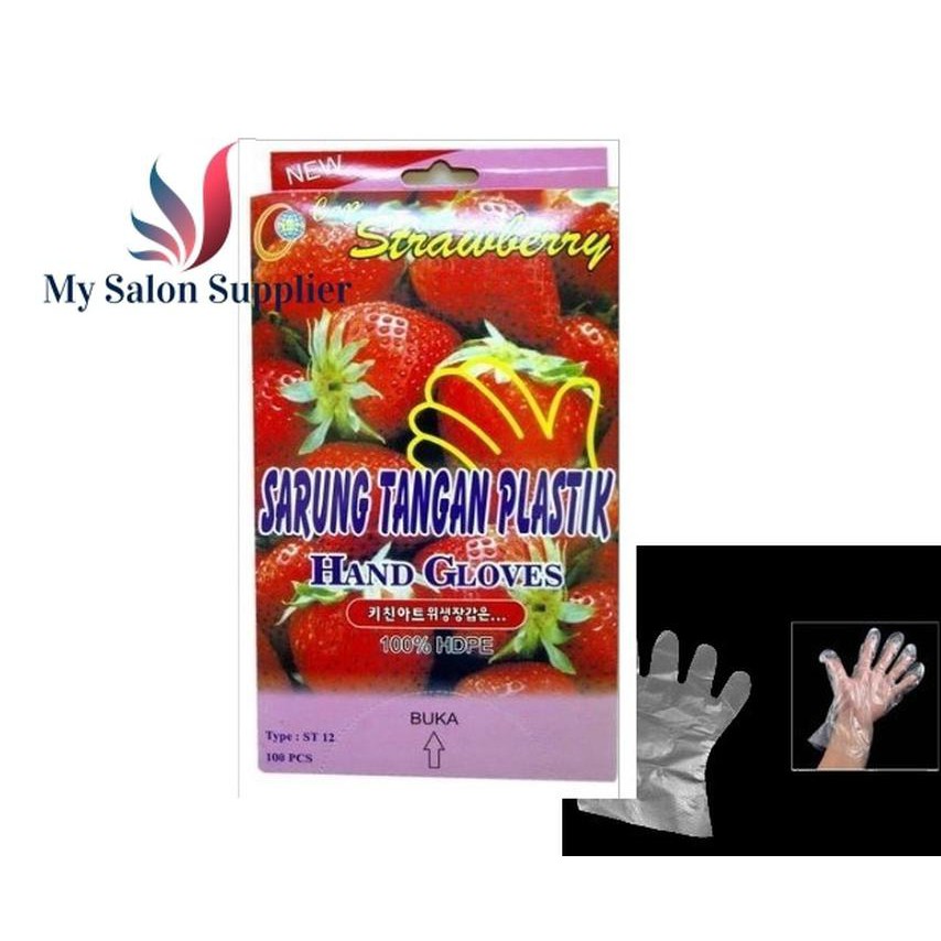 Sarung Tangan Plastik Disposable Plastic Gloves STRAWBERRY isi 100pc / 50 pasang