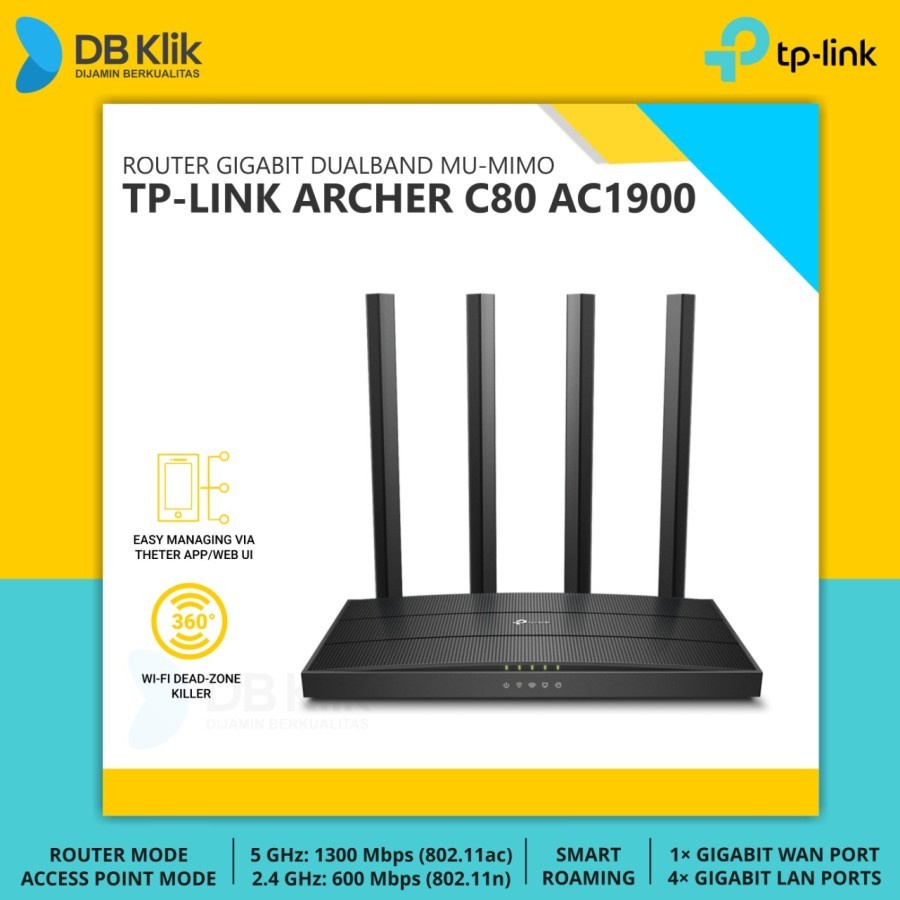 Router TP-LINK ARCHER C80 AC1900 Gigabit DualBand MU-MIMO - TPLink C80