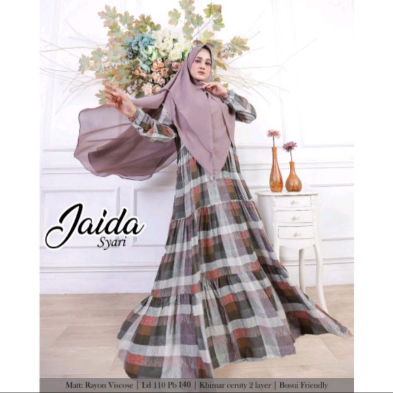 gamis set hijb jaida rayon baju wanita muslim dewasa