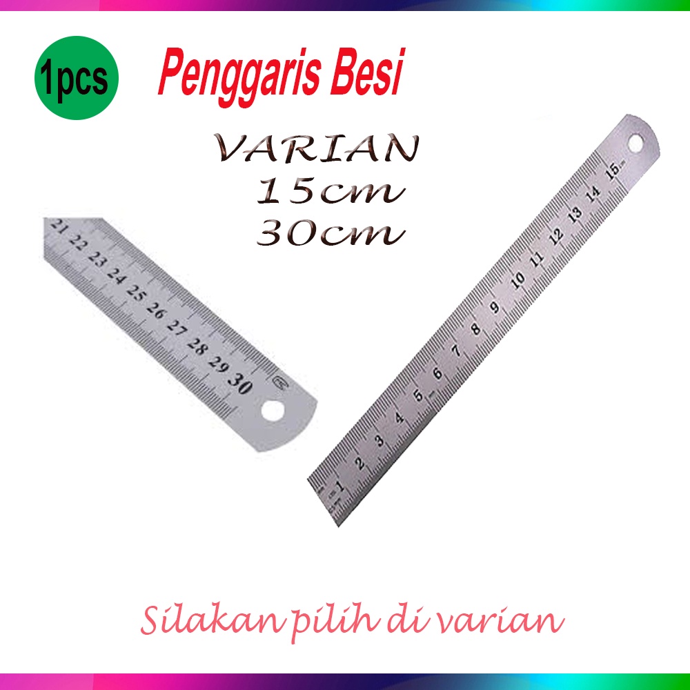 1 Pcs Penggaris Besi 15 Cm &amp; 30 CM Mistar 15 cm / Mistar 30cm Ruler Penggaris Pelengkapan Sekolah Anak