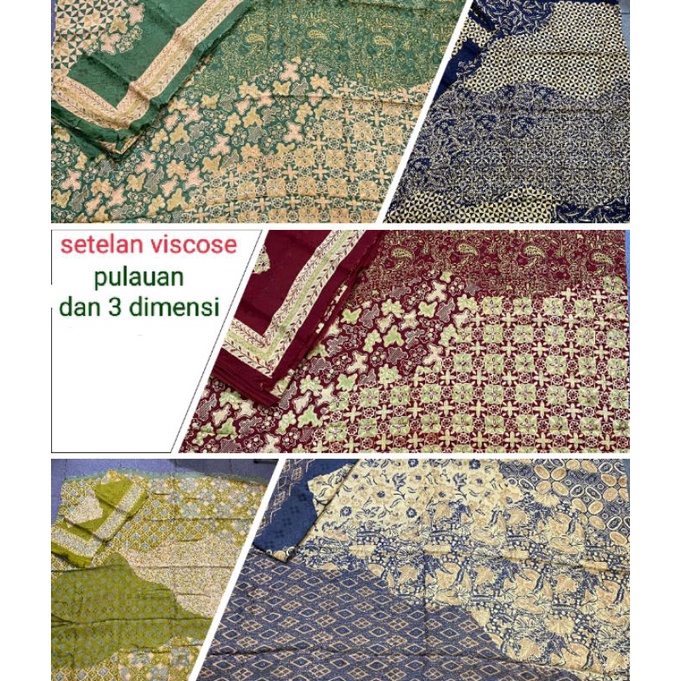 1 Setel Kain Batik Motif Pulauan dan 3 Dimensi bahan Viscose