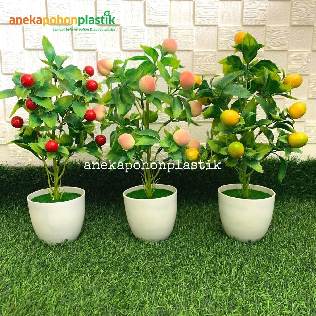 Pohon Buah Vas Daun Tanaman Artifisial Plastik Hiasan Ruangan Dekorasi Rumah Murah Berkualitas