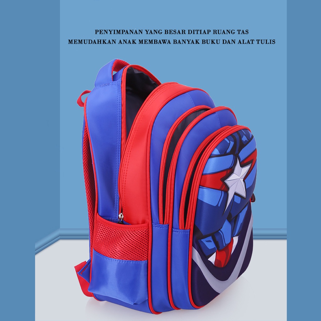 CYS Tas Ransel Sekolah Anak Laki-laki SD Motif Superhero Anti Air Backpack School Bag Import T154