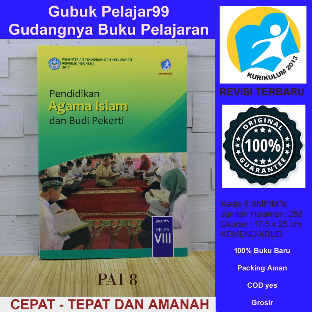 Buku Siswa Pendidikan Agama Islam Kelas 8 SMP/MTs KEMENDIKBUD K13 Revisi Terbaru
