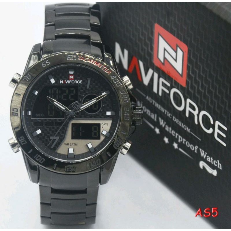 Jam Tangan Rantai Naviforce Jam Tangan Pria Stainliss Steel Pria Jam Outdoor Analog Digital