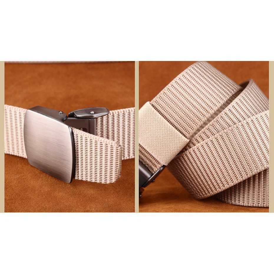 Tali Ikat Pinggang Pria Canvas Stylish Metal Buckle Belt Keren Sabuk Cowok Murah Gesper Kekinian