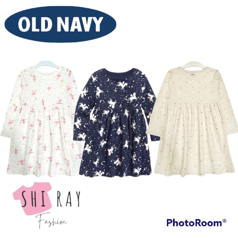Dress anak lengan panjang branded old navy / dress anak lengan panjang 3-5 tahun / tunik anak putih 