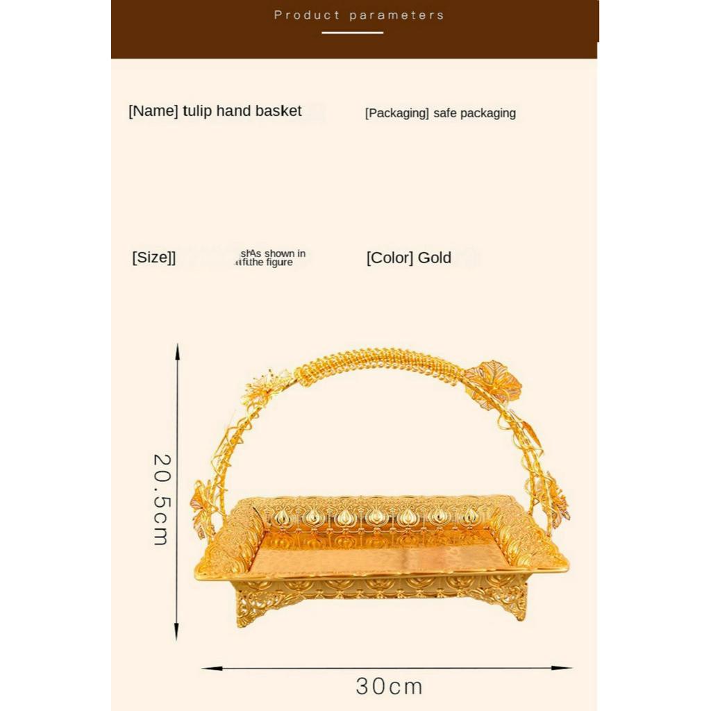 Mi.more Emas Nampan 30CM Snack Basket / Golden Serving Tray / Cupcake Tray Dessert Tray / Dekorasi Home