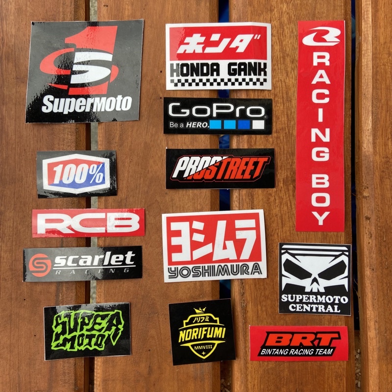 Stiker pack supermoto stiker rcb, prostreet, honda gank, scarlet, go pro