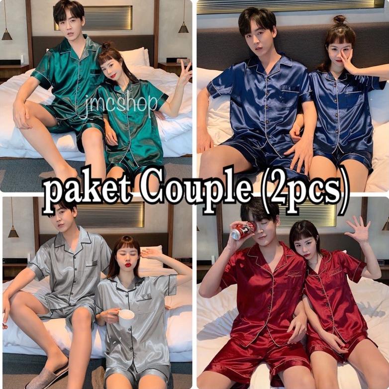 Piyama Couple Suami Istri Pendek Satin Exclusive