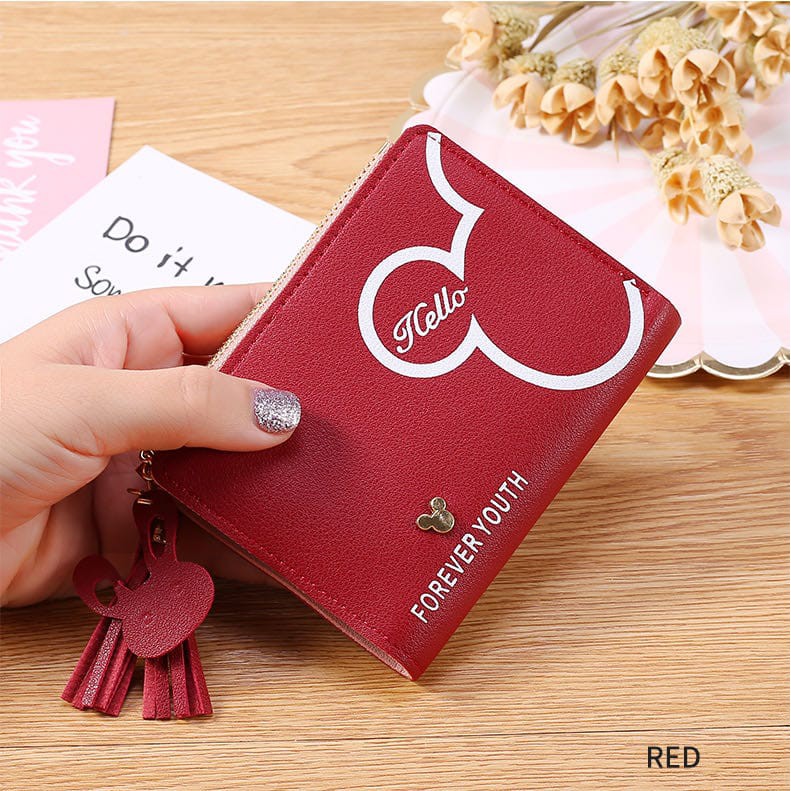 (27AN.ID) COD Dompet Wanita D109 Import Murah Dompet Lipat Kecil Lucu Cantik-MERAH