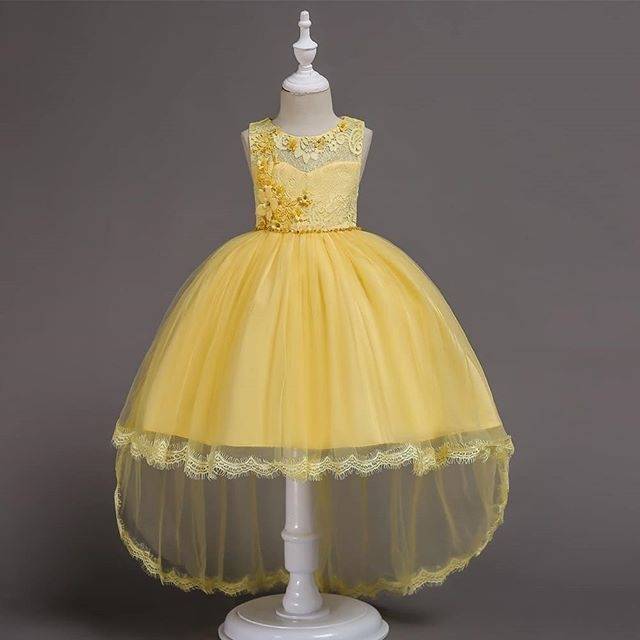 8100018 FLORA DRESS / GAUN PESTA NATAL ANAK PEREMPUAN KUNING HIJAU TOSCA PUTIH BAGUS IMPORT MURAH