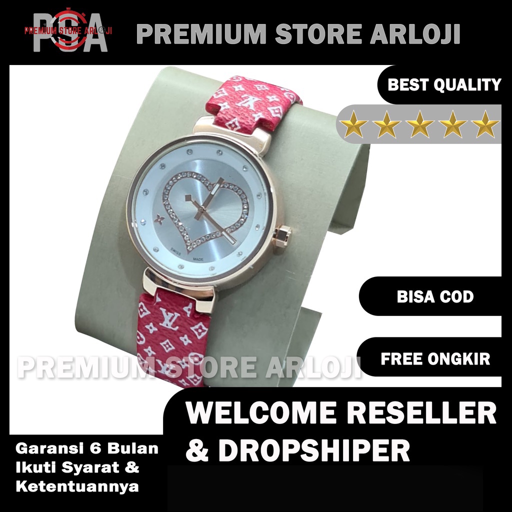 Grosiran Jam Tangan Wanita Fashion 35155 Analog Tali Kulit Free Box Ori Book Paperbag &amp; Baterai (BISACOD)