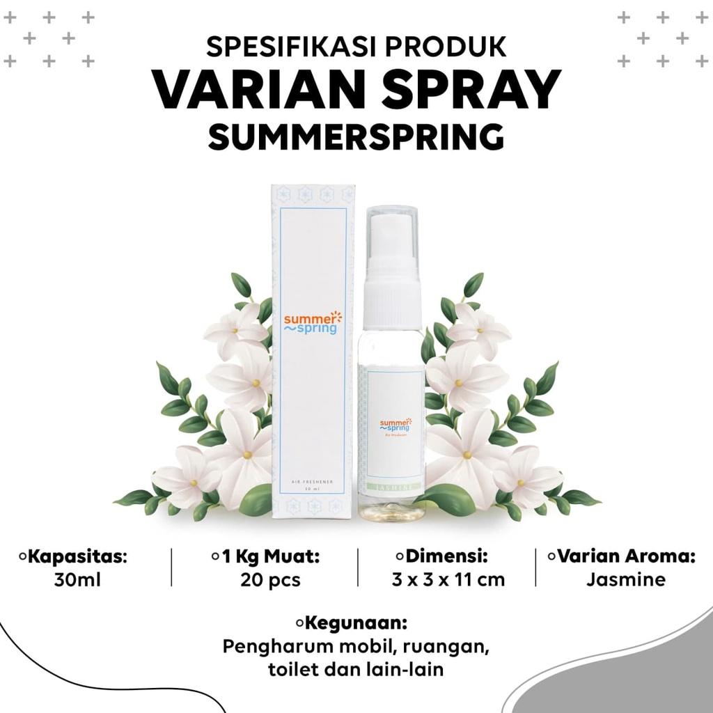 Parfum Mobil Pengharum Ruangan Pewangi Kamar Tidur Harum Summer Spring | Spray | Aroma Jasmine