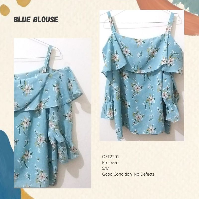 Blue Blouse||Korean Blouse||Atasan Wanita||Atasan Wanita Murah||Thrift||Preloved