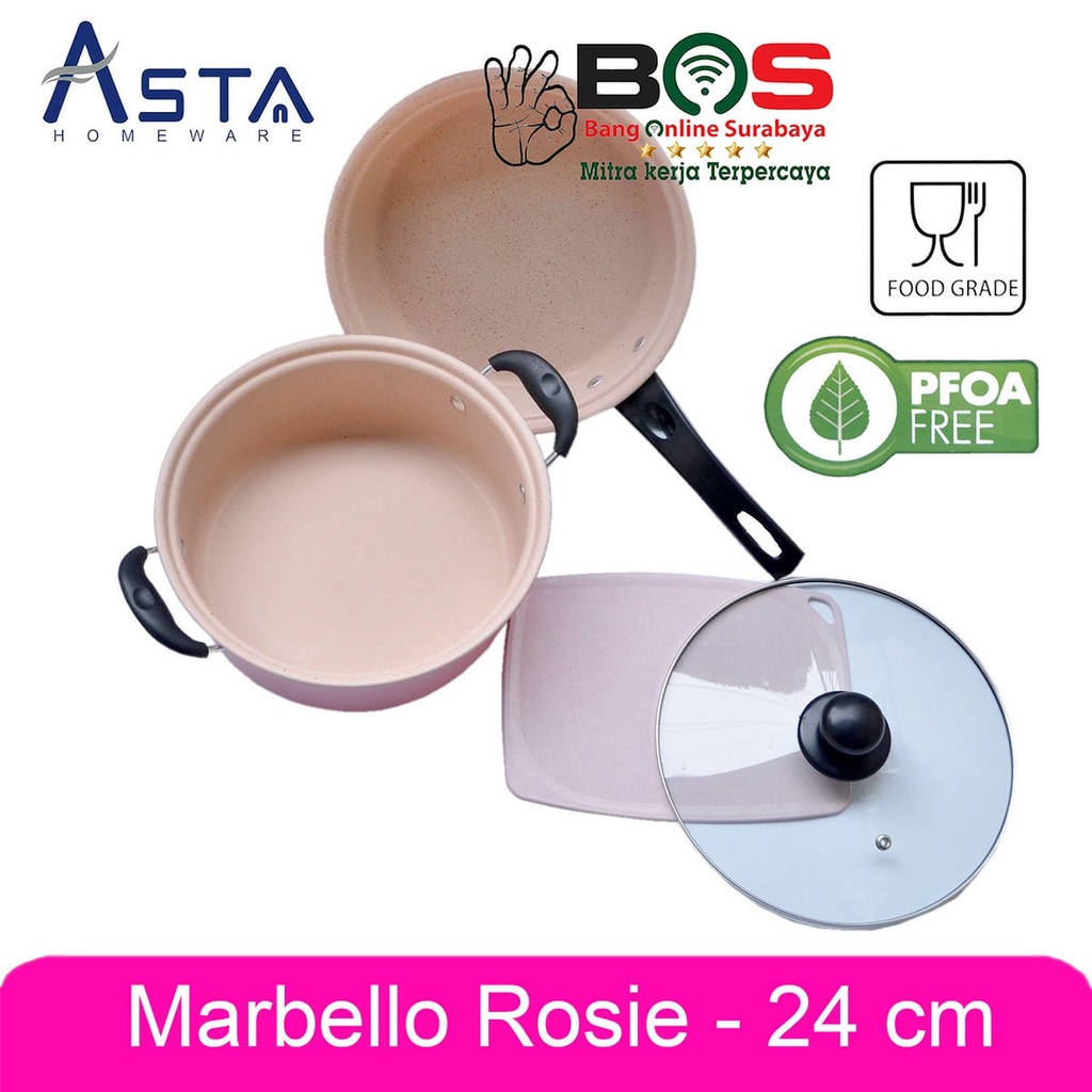 Asta Marbello Rosie Panci Wajan Anti Lengket 1 Set isi 4 Pcs Marbello Rosie Panci Marble