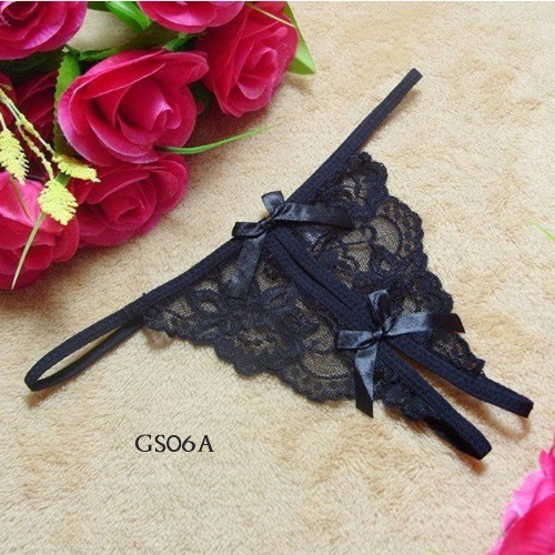 [SIAP KIRIM] CELANA DALAM SEXY G STRING OPEN CROTCH LACE HITAM GS06A