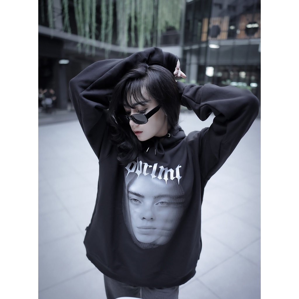 OVERLIMIT CROP HOODIE OVERSIZE UNFINISHED | BILLIE EILLISH | BLACK | OVERLIMIT