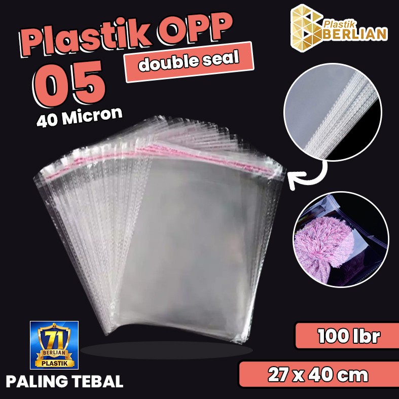 

27 x 40 cm Plastik OPP TEBAL Double Seal (100 lbr) (lem/seal)